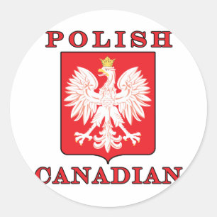 Pegatina Redonda Escudo de águila canadiense polaco