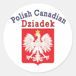 Pegatina Redonda Escudo de águila canadiense polaco Dziadek