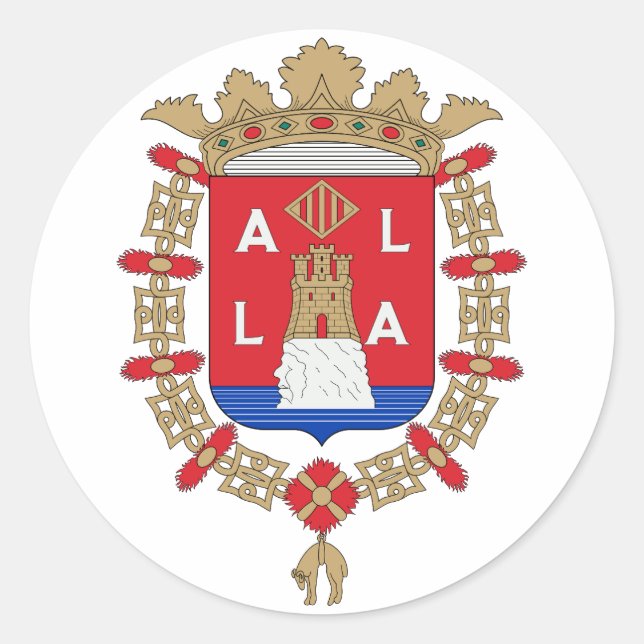 Pegatina Redonda Escudo de Alicante (España) (Anverso)