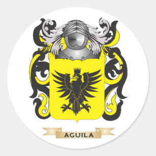 Pegatina Redonda Escudo de armas Águila (escudo familiar)