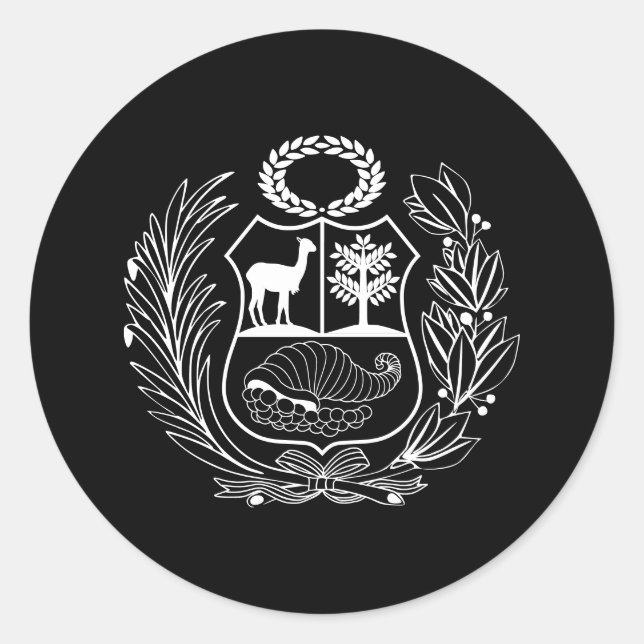 Pegatina Redonda Escudo de armas Bandera peruana (Anverso)