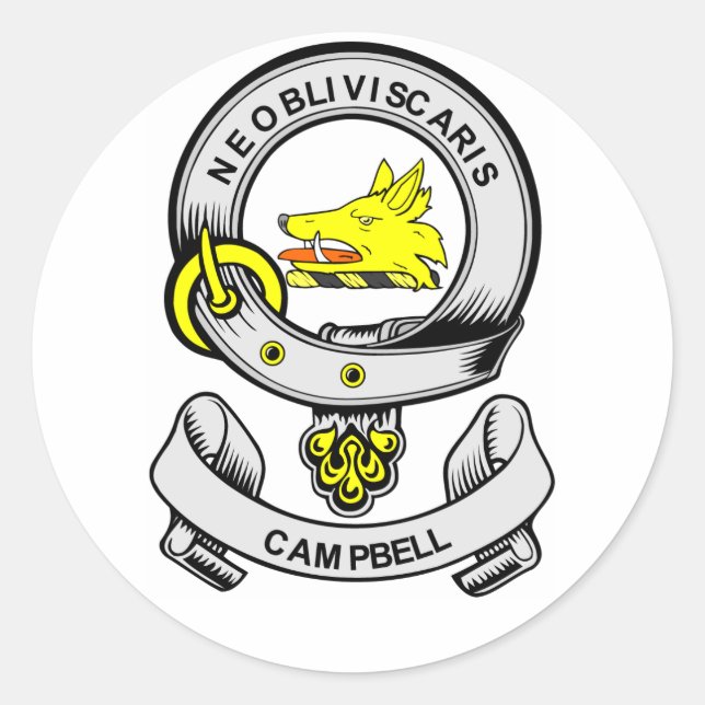 Pegatina Redonda Escudo de armas CAMPBELL (Anverso)