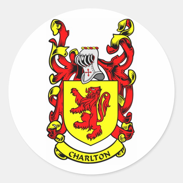 Pegatina Redonda Escudo de armas CHARLTON (Anverso)