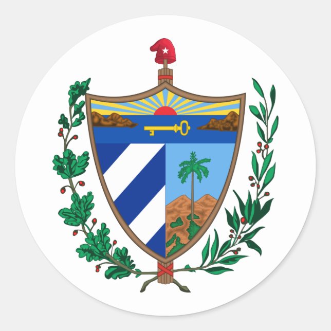 Pegatina Redonda Escudo de armas cubano, Cuba (Anverso)