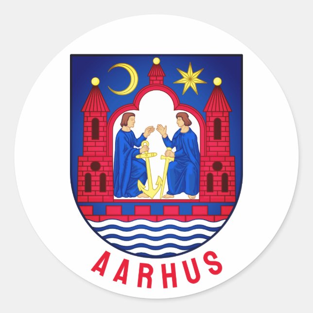 Pegatina Redonda Escudo de armas de Aarhus - DINAMARCA (Anverso)