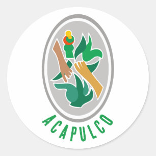Pegatina Redonda Escudo de armas de Acapulco, México