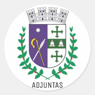 Pegatina Redonda Escudo de armas de Adjuntas, Puerto Rico