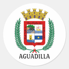 Pegatina Redonda Escudo de armas de Aguadilla, Puerto Rico