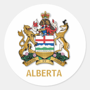 Pegatina Redonda Escudo de armas de Alberta