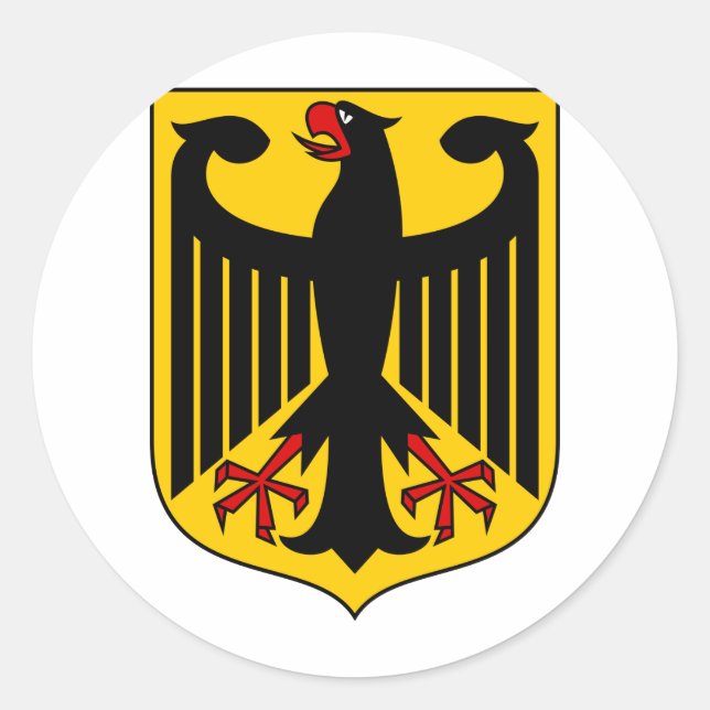 Pegatina Redonda Escudo De Armas De Alemania (Anverso)