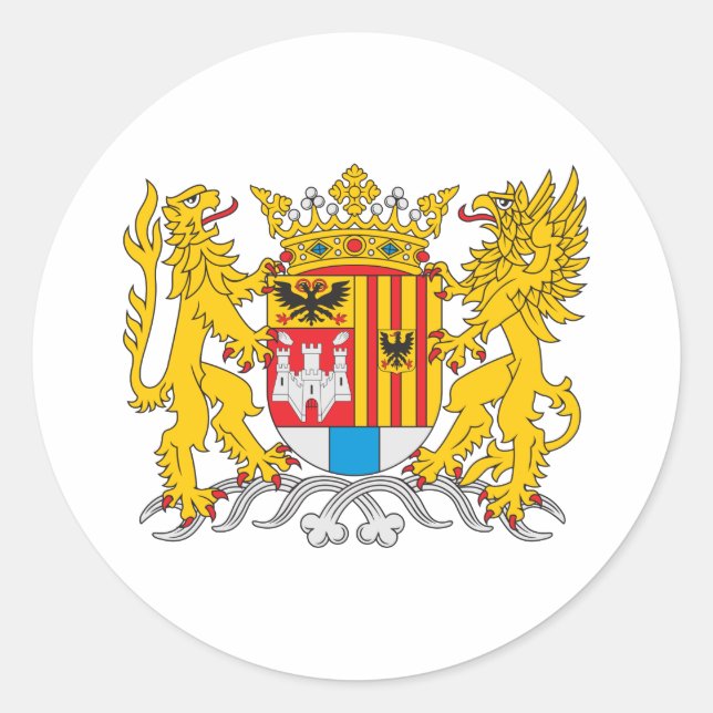 Pegatina Redonda Escudo De Armas De Amberes (Anverso)