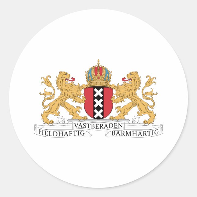 Pegatina Redonda Escudo De Armas De Ámsterdam (Anverso)