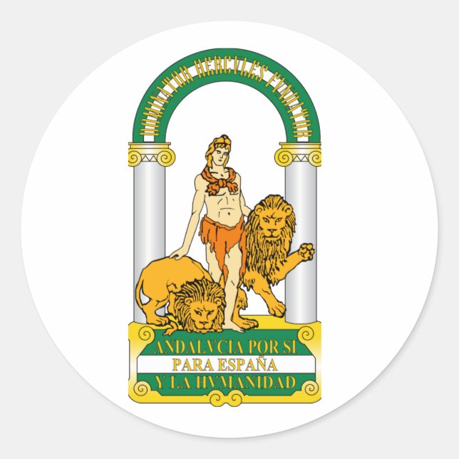 Pegatina Redonda Escudo de armas de Andalucía (España) (Anverso)