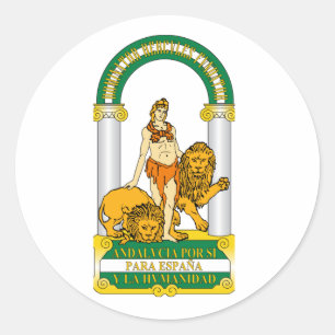 Pegatina Redonda Escudo de armas de Andalucía (España)