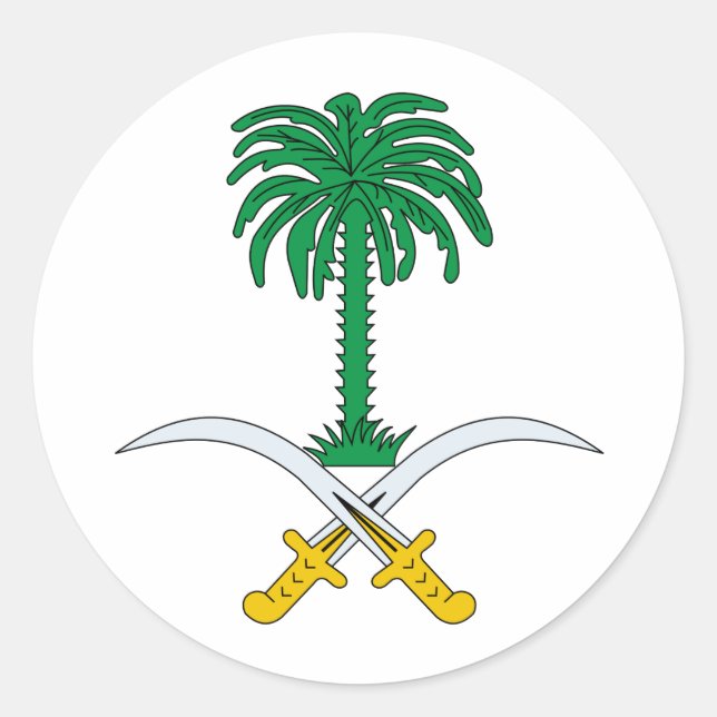 Pegatina Redonda Escudo de armas de Arabia Saudita (Anverso)