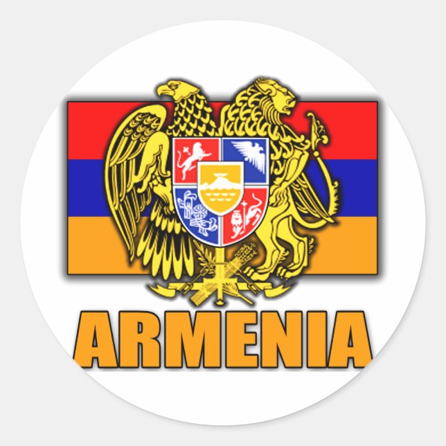 Pegatina Redonda Escudo de armas de Armenia (Anverso)
