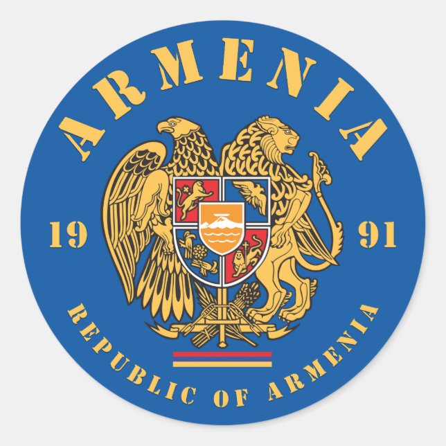 Pegatina Redonda Escudo de armas de Armenia (Anverso)