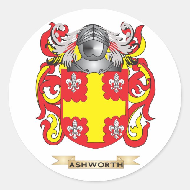 Pegatina Redonda Escudo de armas de Ashworth (escudo familiar) (Anverso)