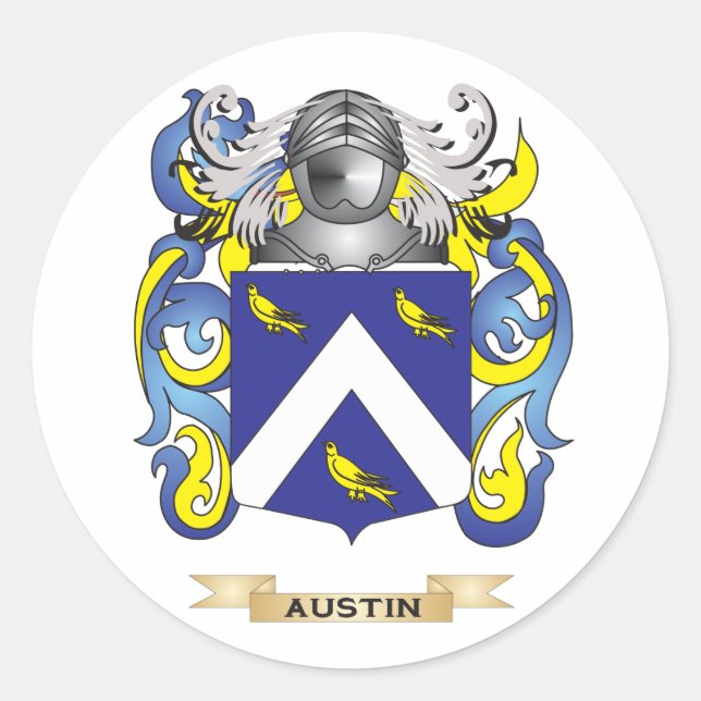 Pegatina Redonda Escudo de armas de Austin (reposo familiar) (Anverso)