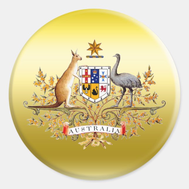 Pegatina Redonda Escudo de armas de Australia (Anverso)