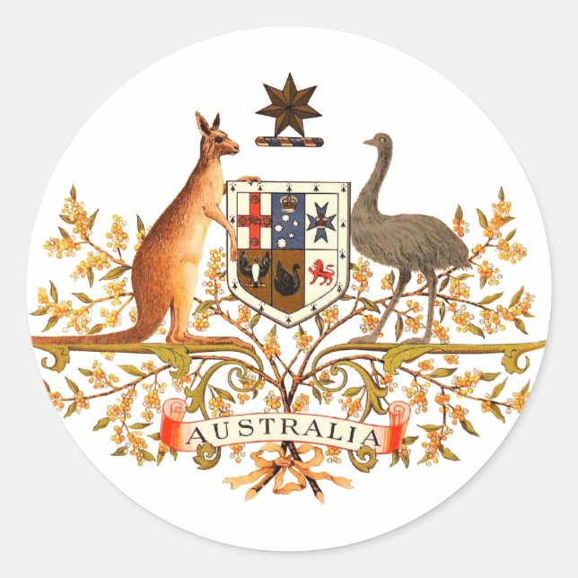 Pegatina Redonda escudo de armas de australia (Anverso)