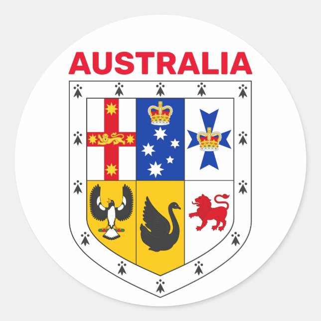 Pegatina Redonda Escudo de armas de Australia (Anverso)