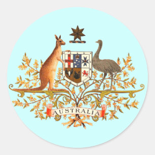 Pegatina Redonda escudo de armas de australia