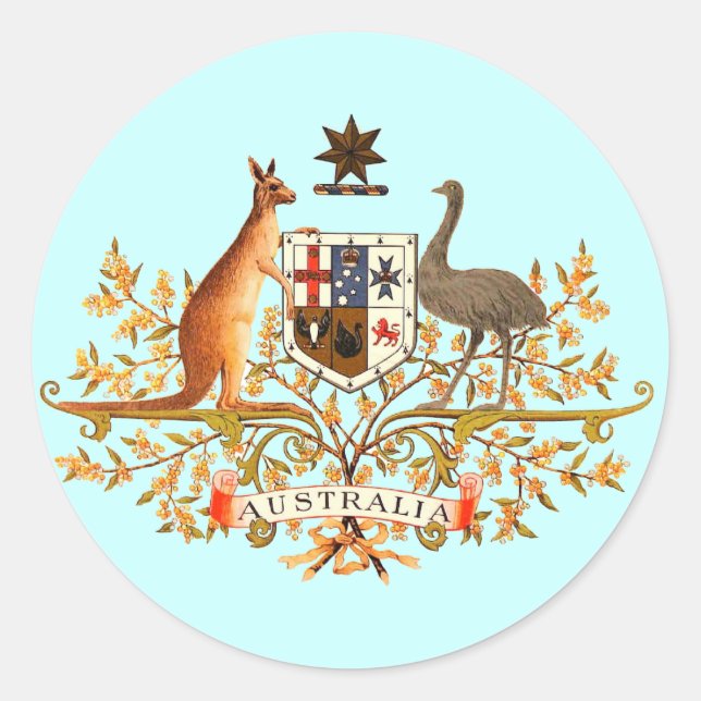 Pegatina Redonda escudo de armas de australia (Anverso)