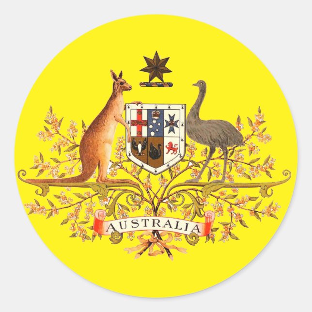 Pegatina Redonda escudo de armas de australia (Anverso)