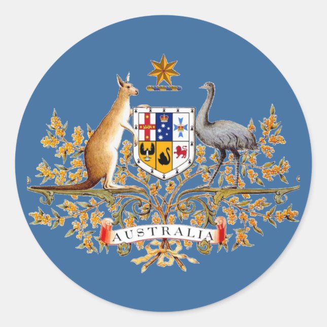 Pegatina Redonda Escudo de armas de Australia (Anverso)