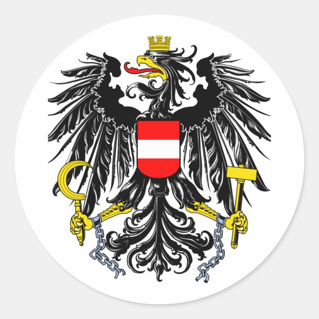 Pegatina Redonda Escudo de armas de Austria (Anverso)