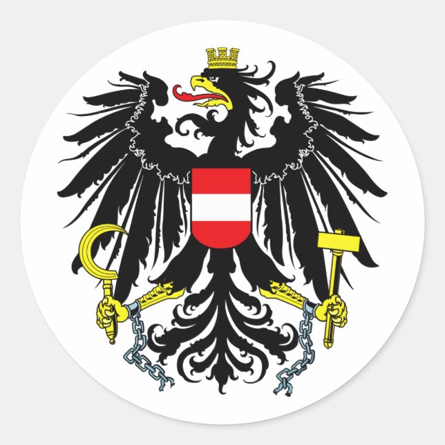 Pegatina Redonda Escudo de armas de Austria (Anverso)