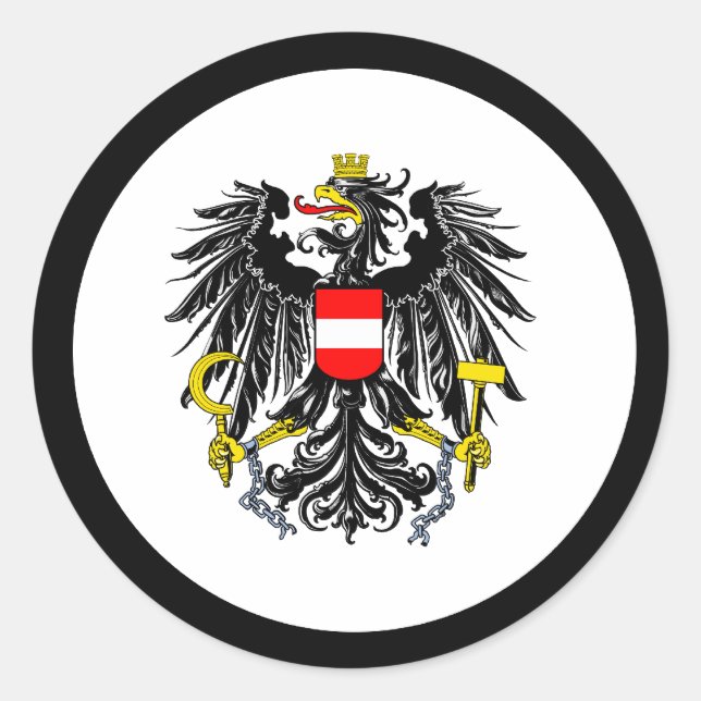 Pegatina Redonda Escudo de armas de Austria (Anverso)