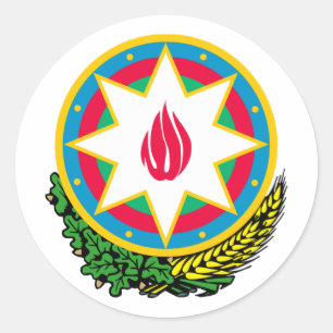 Pegatina Redonda Escudo De Armas De Azerbaiyán