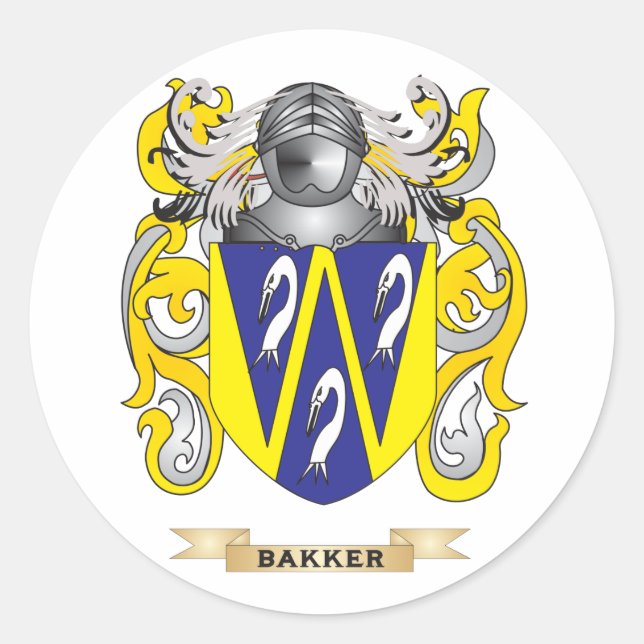 Pegatina Redonda Escudo de armas de Bakker (escudo familiar) (Anverso)