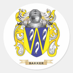 Pegatina Redonda Escudo de armas de Bakker (escudo familiar)