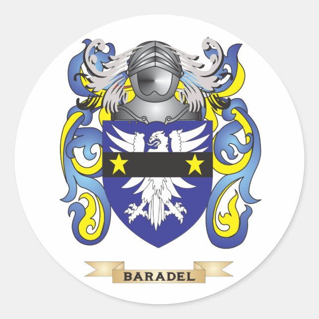 Pegatina Redonda Escudo de armas de Baradel (escudo familiar) (Anverso)