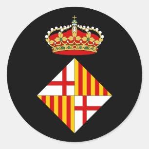Pegatina Redonda Escudo De Armas De Barcelona