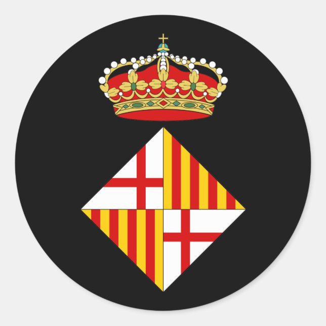 Pegatina Redonda Escudo De Armas De Barcelona (Anverso)