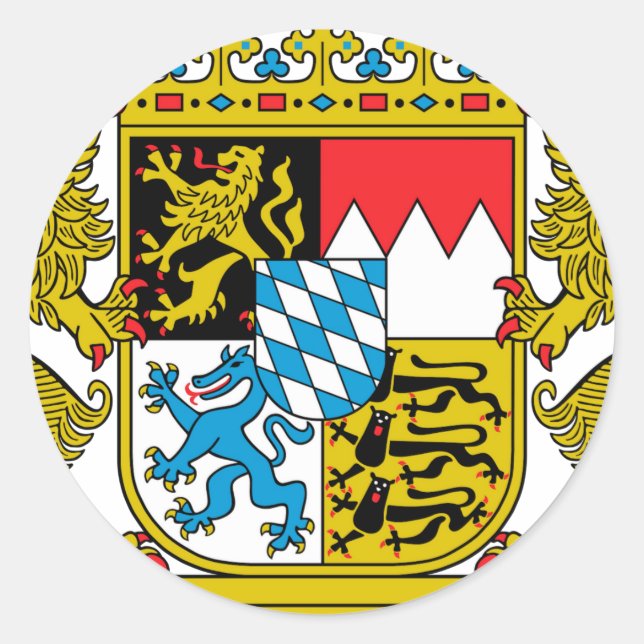 Pegatina Redonda Escudo de armas de Baviera (Alemania) (Anverso)