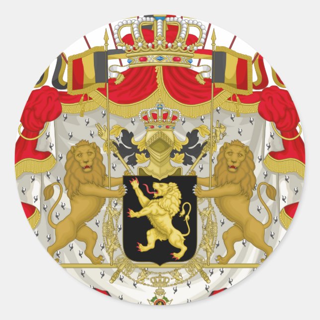 Pegatina Redonda Escudo de armas de Bélgica (Anverso)