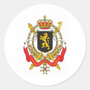 Pegatina Redonda Escudo De Armas De Bélgica