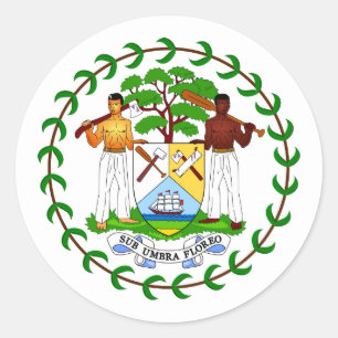 Pegatina Redonda Escudo de armas de Belice, Belice