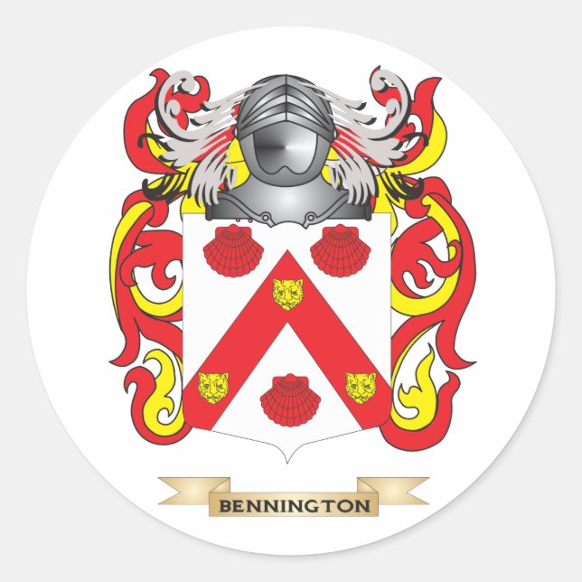Pegatina Redonda Escudo de armas de Bennington (reposo familiar) (Anverso)