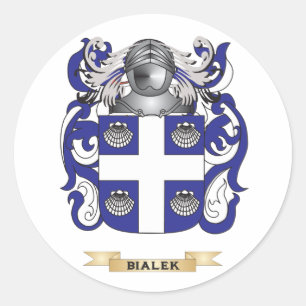 Pegatina Redonda Escudo de armas de Bialek (escudo de la familia)