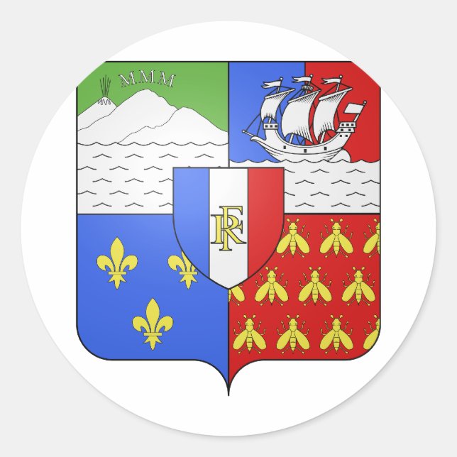 Pegatina Redonda Escudo de armas de Blason Réunion (Anverso)