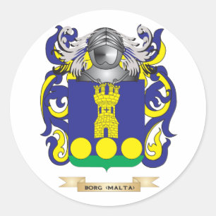 Pegatina Redonda Escudo de armas de Borg- (Malta) (escudo de la