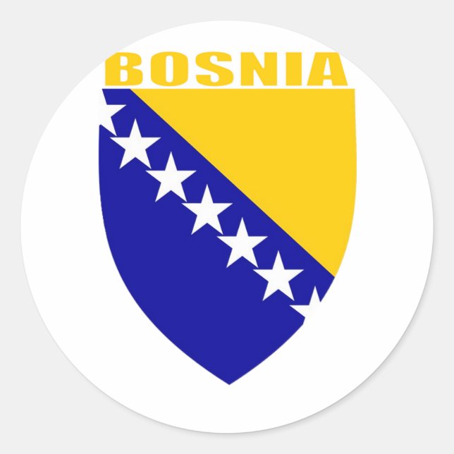 Pegatina Redonda Escudo de armas de Bosnia (Anverso)
