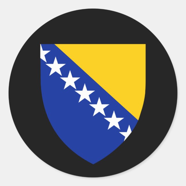 Pegatina Redonda Escudo de armas de Bosnia y Herzegovina (Anverso)