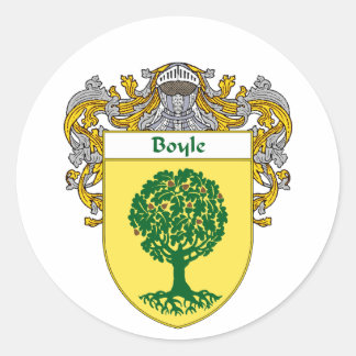 Pegatina Redonda Escudo de armas de Boyle (Mantled)
